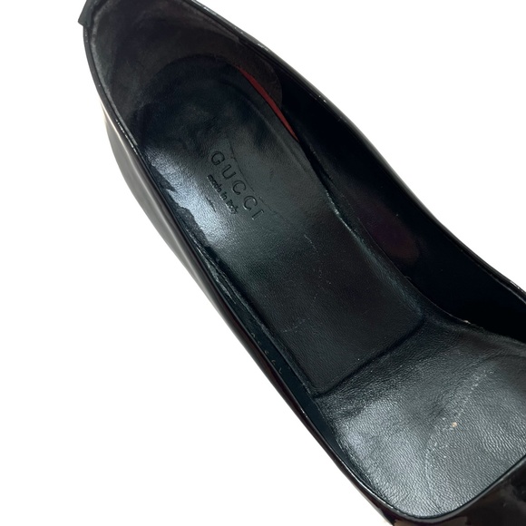 GUCCI BLACK PATENT LEATHER POINTY TOE 3" STILETTO HEEL PUMPS - Picture 6 of 16